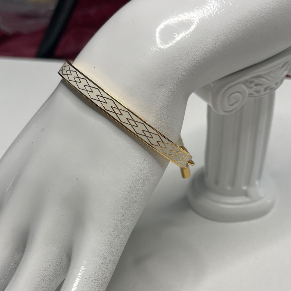 Elegant Halcyon Days Gold and White Bangle Bracelet